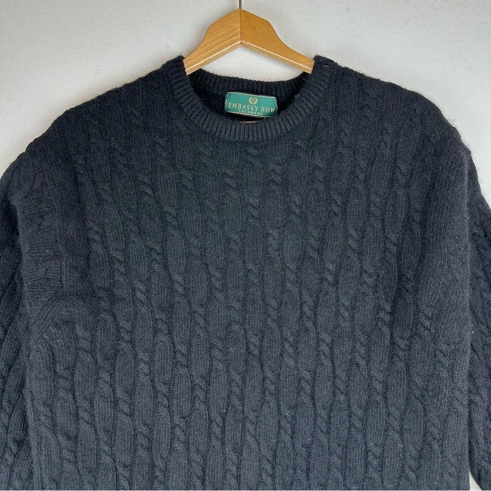 Embassy Row Cashmere Cable Crew Sweater Office Preppy